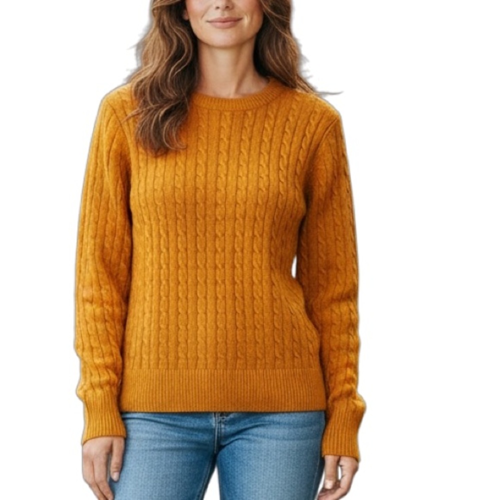 Pendleton Merino Wool Cable Knit Sweater Mustard Size S